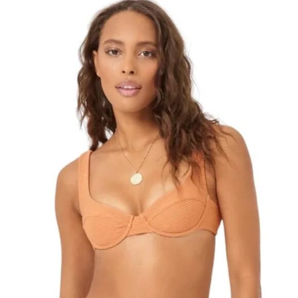 L Space Bikini Top Womens Small Nikita Sienna Ribbed Eco‎ Chic Boho Summer NWT - Picture 1 of 6
